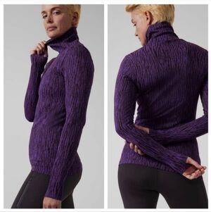 Athleta Flurry Elemental Turtleneck Purple Black sz L